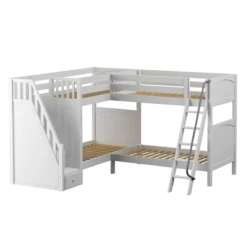 Maxtrix Twin High Corner Bunk Bed With Ladder + Stairs - L 15 Maxtrix Twin High Corner Bunk Bed With Ladder + Stairs - L -Babyletto Store QUARTILE WP