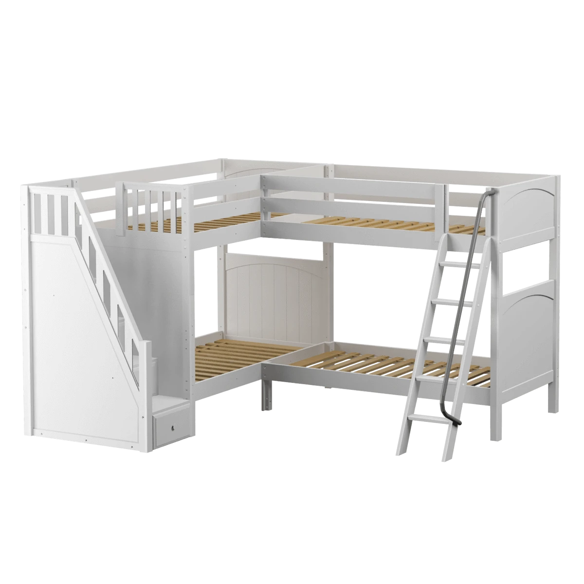 Maxtrix Twin High Corner Bunk Bed With Ladder + Stairs - L 6 Maxtrix Twin High Corner Bunk Bed With Ladder + Stairs - L - Image 4