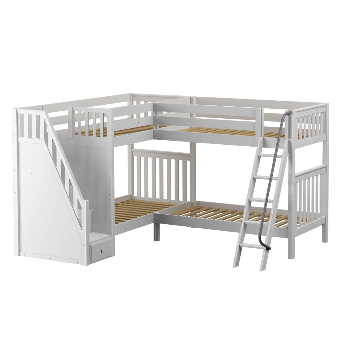 Maxtrix Twin High Corner Bunk Bed With Ladder + Stairs - L 7 Maxtrix Twin High Corner Bunk Bed With Ladder + Stairs - L - Image 5