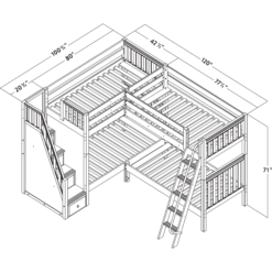 Maxtrix Twin High Corner Bunk Bed With Ladder + Stairs - L 13 Maxtrix Twin High Corner Bunk Bed With Ladder + Stairs - L -Babyletto Store QUARTILECS 1541535710373