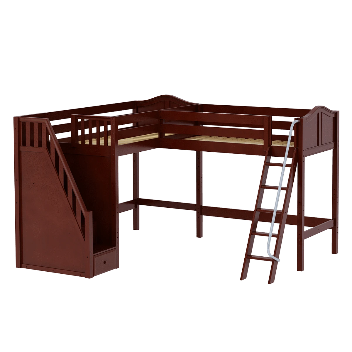 Maxtrix Twin High Corner Loft Bed With Ladder + Stairs - L 4 Maxtrix Twin High Corner Loft Bed With Ladder + Stairs - L - Image 2