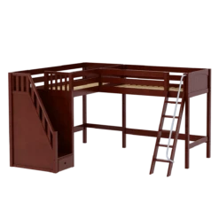 Maxtrix Twin High Corner Loft Bed With Ladder + Stairs - L 17 Maxtrix Twin High Corner Loft Bed With Ladder + Stairs - L -Babyletto Store ROOFTOP CP