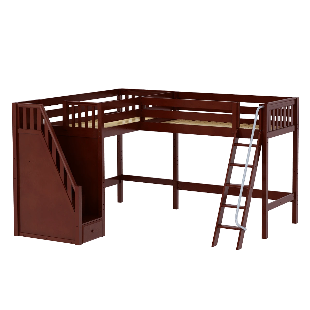 Maxtrix Twin High Corner Loft Bed With Ladder + Stairs - L 6 Maxtrix Twin High Corner Loft Bed With Ladder + Stairs - L - Image 4