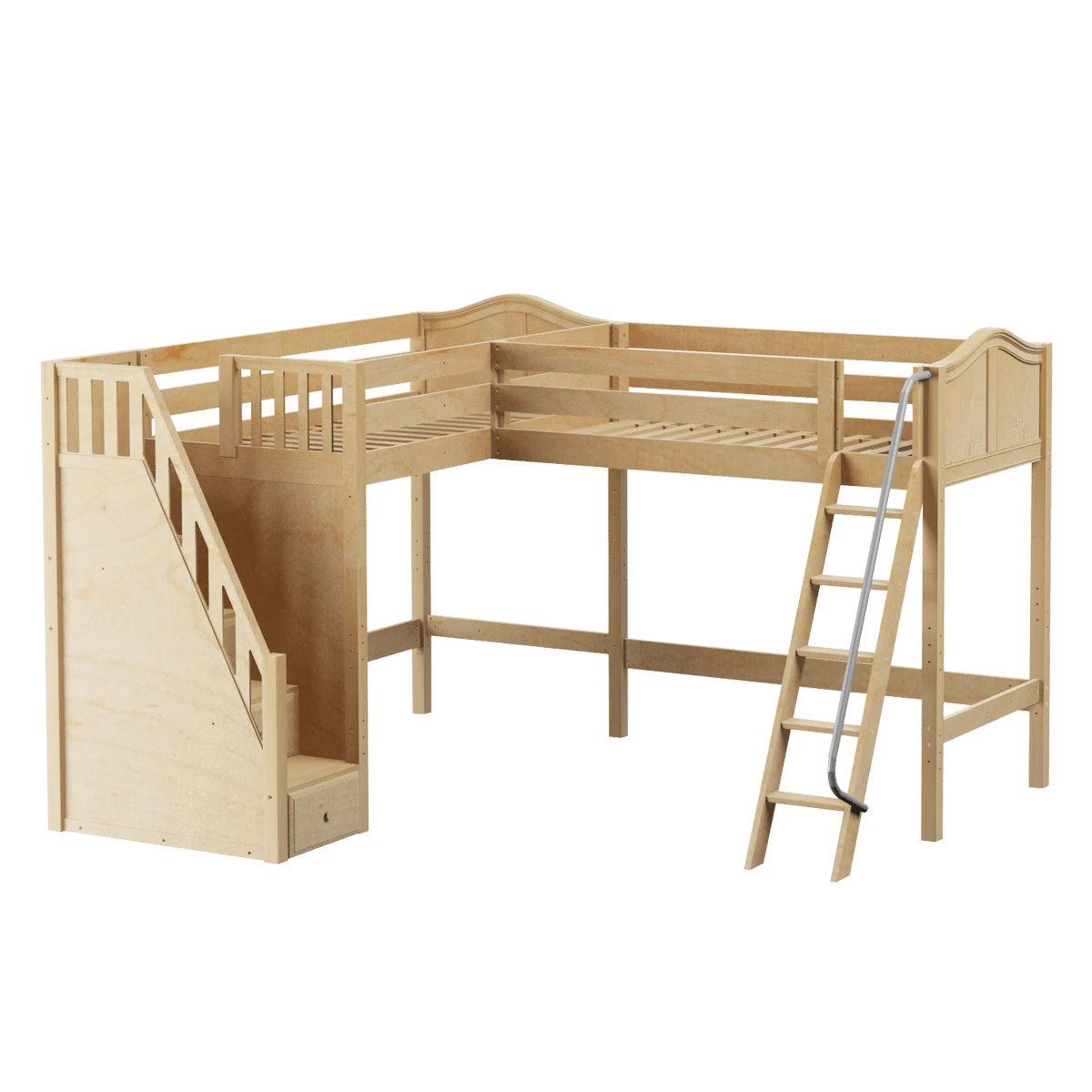 Maxtrix Twin High Corner Loft Bed With Ladder + Stairs - L 8 Maxtrix Twin High Corner Loft Bed With Ladder + Stairs - L - Image 6