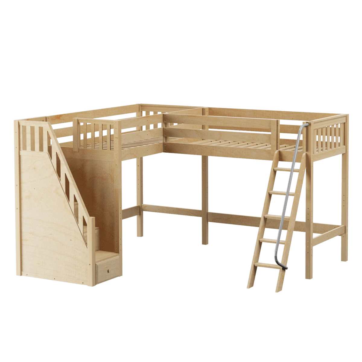Maxtrix Twin High Corner Loft Bed With Ladder + Stairs - L 5 Maxtrix Twin High Corner Loft Bed With Ladder + Stairs - L - Image 3