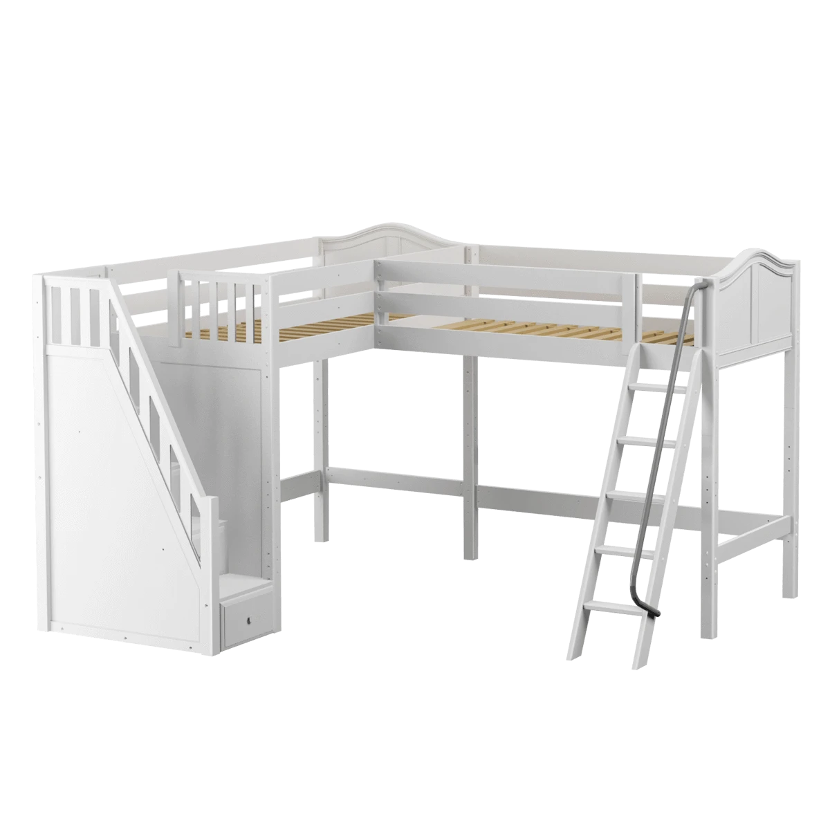 Maxtrix Twin High Corner Loft Bed With Ladder + Stairs - L 11 Maxtrix Twin High Corner Loft Bed With Ladder + Stairs - L - Image 9