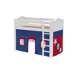 Maxtrix Twin Mid Loft Bed With Straight Ladder + Curtain -Babyletto Store SNIP21 WC