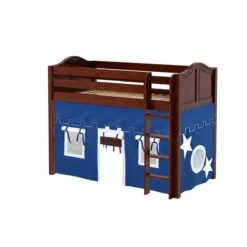Maxtrix Twin Mid Loft Bed With Straight Ladder + Curtain -Babyletto Store SNIP22 CC