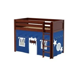 Maxtrix Twin Mid Loft Bed With Straight Ladder + Curtain -Babyletto Store SNIP22 CP