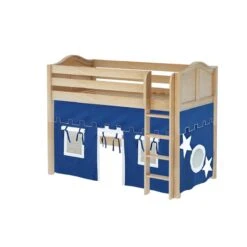 Maxtrix Twin Mid Loft Bed With Straight Ladder + Curtain -Babyletto Store SNIP22 NC