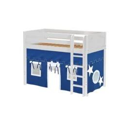 Maxtrix Twin Mid Loft Bed With Straight Ladder + Curtain -Babyletto Store SNIP22 WP