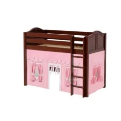 Maxtrix Twin Mid Loft Bed With Straight Ladder + Curtain -Babyletto Store SNIP23 CC