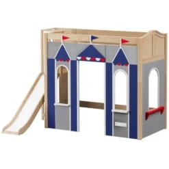 Maxtrix Twin High Loft Bed With Slide Platform + Playhouse Panels 23 Maxtrix Twin High Loft Bed With Slide Platform + Playhouse Panels -Babyletto Store STADIUM BLUE NC