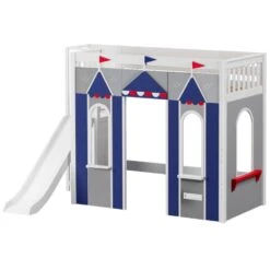 Maxtrix Twin High Loft Bed With Slide Platform + Playhouse Panels 30 Maxtrix Twin High Loft Bed With Slide Platform + Playhouse Panels -Babyletto Store STADIUM BLUE WS