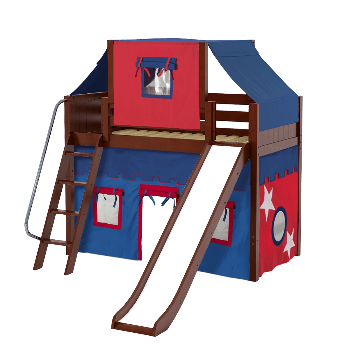 Maxtrix Twin Mid Loft Bed With Angled Ladder, Curtain, Top Tent + Slide 17 Maxtrix Twin Mid Loft Bed With Angled Ladder, Curtain, Top Tent + Slide - Image 15