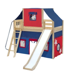 Maxtrix Twin Mid Loft Bed With Angled Ladder, Curtain, Top Tent + Slide 26 Maxtrix Twin Mid Loft Bed With Angled Ladder, Curtain, Top Tent + Slide -Babyletto Store SWEET21 NS