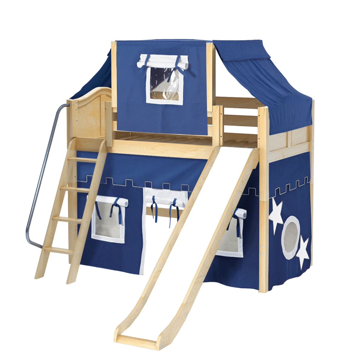Maxtrix Twin Mid Loft Bed With Angled Ladder, Curtain, Top Tent + Slide 19 Maxtrix Twin Mid Loft Bed With Angled Ladder, Curtain, Top Tent + Slide - Image 17