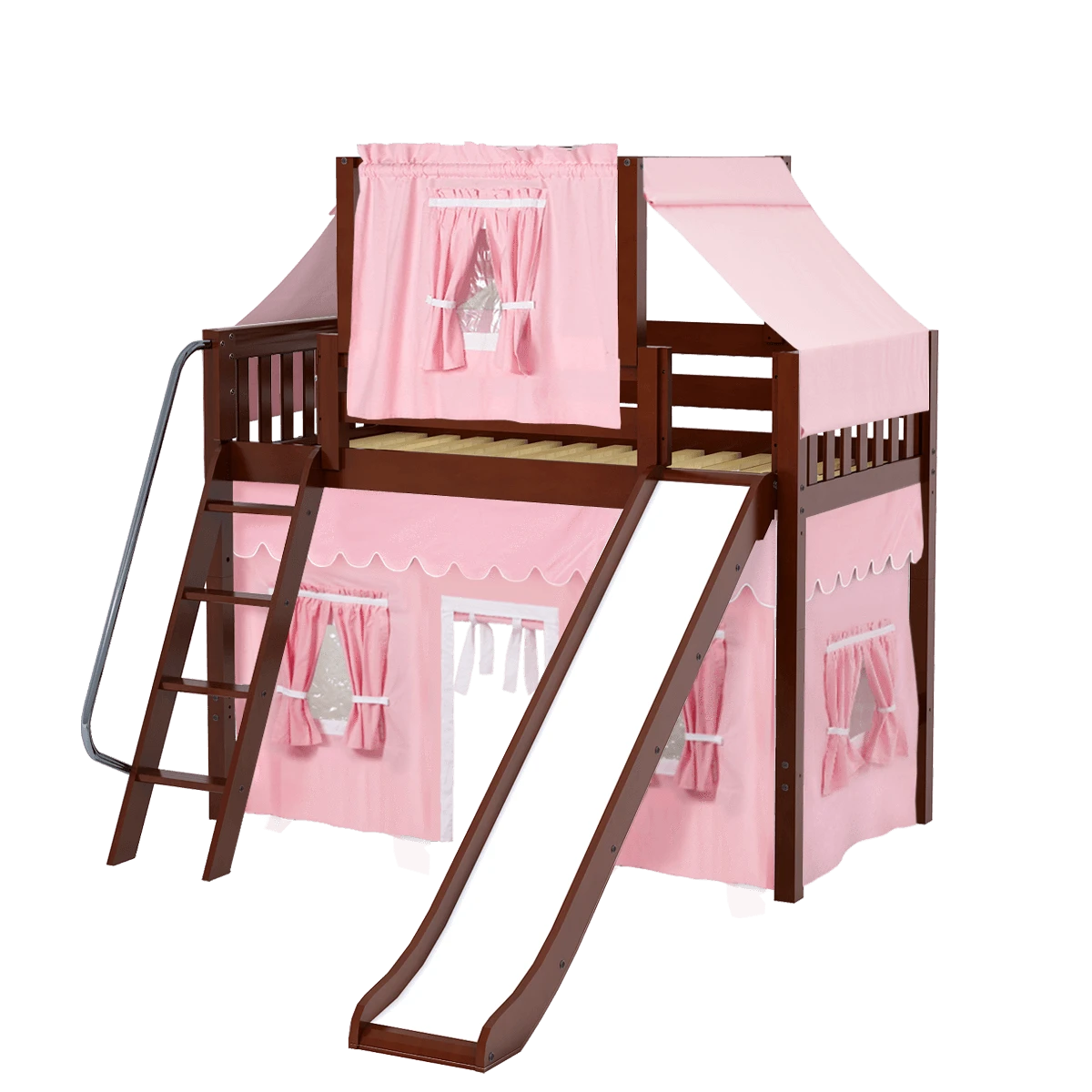 Maxtrix Twin Mid Loft Bed With Angled Ladder, Curtain, Top Tent + Slide 21 Maxtrix Twin Mid Loft Bed With Angled Ladder, Curtain, Top Tent + Slide - Image 19
