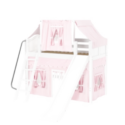 Maxtrix Twin Mid Loft Bed With Angled Ladder, Curtain, Top Tent + Slide 41 Maxtrix Twin Mid Loft Bed With Angled Ladder, Curtain, Top Tent + Slide -Babyletto Store SWEET23 WC