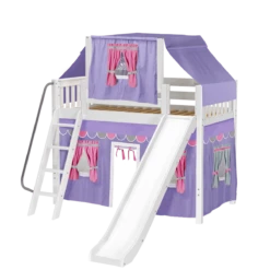 Maxtrix Twin Mid Loft Bed With Angled Ladder, Curtain, Top Tent + Slide 27 Maxtrix Twin Mid Loft Bed With Angled Ladder, Curtain, Top Tent + Slide -Babyletto Store SWEET56 WS