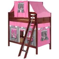Maxtrix Twin High Bunk Bed With Angled Ladder, Top Tent + Curtain 14 Maxtrix Twin High Bunk Bed With Angled Ladder, Top Tent + Curtain -Babyletto Store TRENTA57 CC LEFT
