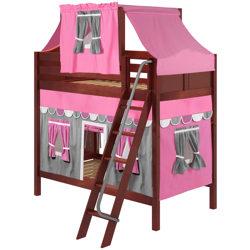 Maxtrix Twin High Bunk Bed With Angled Ladder, Top Tent + Curtain 5 Maxtrix Twin High Bunk Bed With Angled Ladder, Top Tent + Curtain - Image 3