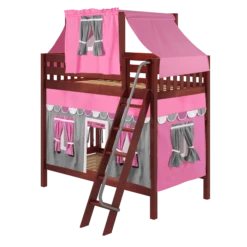 Maxtrix Twin High Bunk Bed With Angled Ladder, Top Tent + Curtain 16 Maxtrix Twin High Bunk Bed With Angled Ladder, Top Tent + Curtain -Babyletto Store TRENTA57 CS LEFT