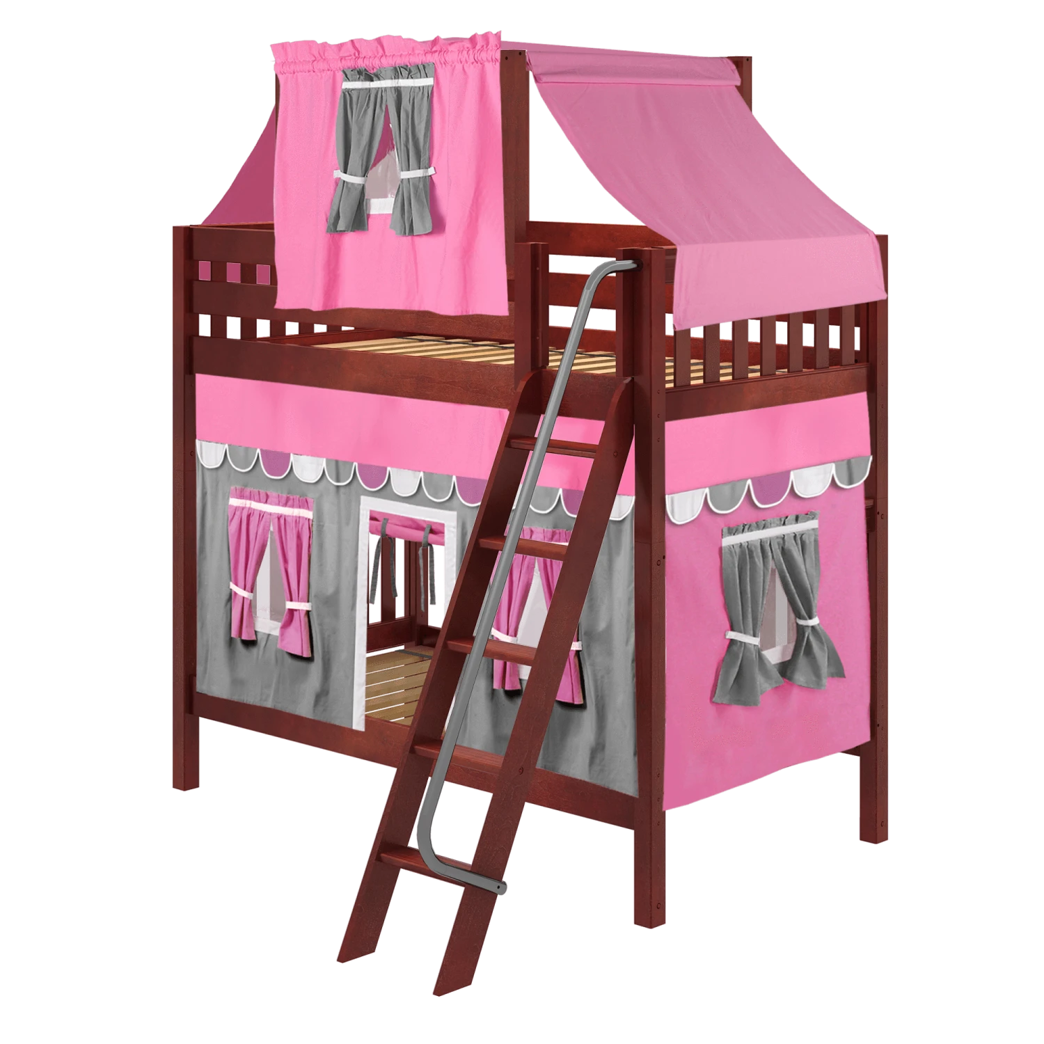 Maxtrix Twin High Bunk Bed With Angled Ladder, Top Tent + Curtain 7 Maxtrix Twin High Bunk Bed With Angled Ladder, Top Tent + Curtain - Image 5
