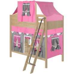 Maxtrix Twin High Bunk Bed With Angled Ladder, Top Tent + Curtain 13 Maxtrix Twin High Bunk Bed With Angled Ladder, Top Tent + Curtain -Babyletto Store TRENTA57 NC LEFT
