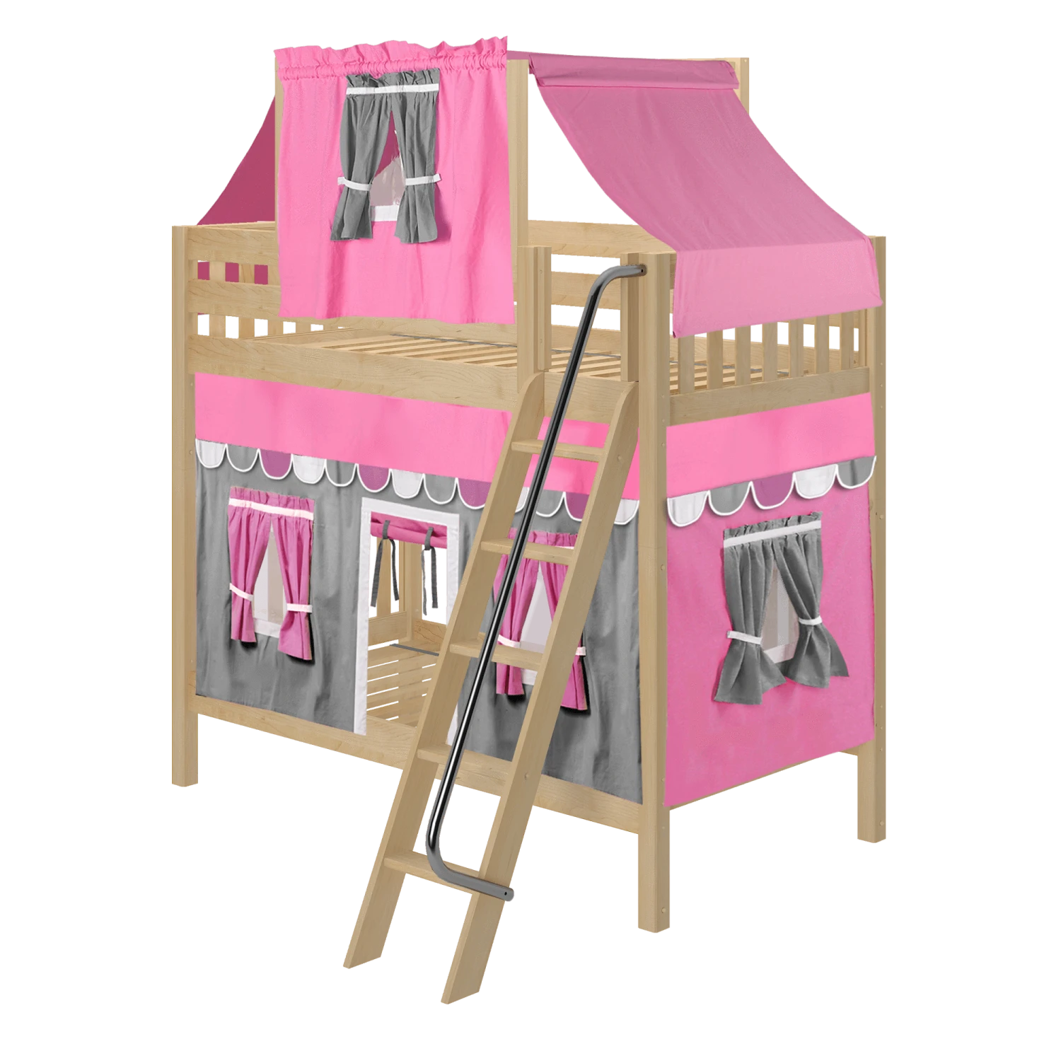 Maxtrix Twin High Bunk Bed With Angled Ladder, Top Tent + Curtain 10 Maxtrix Twin High Bunk Bed With Angled Ladder, Top Tent + Curtain - Image 8