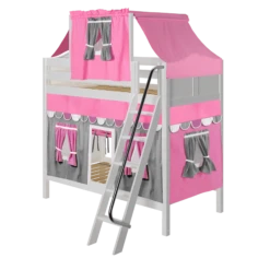 Maxtrix Twin High Bunk Bed With Angled Ladder, Top Tent + Curtain 18 Maxtrix Twin High Bunk Bed With Angled Ladder, Top Tent + Curtain -Babyletto Store TRENTA57 WC LEFT
