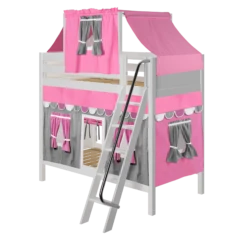 Maxtrix Twin High Bunk Bed With Angled Ladder, Top Tent + Curtain 17 Maxtrix Twin High Bunk Bed With Angled Ladder, Top Tent + Curtain -Babyletto Store TRENTA57 WP LEFT