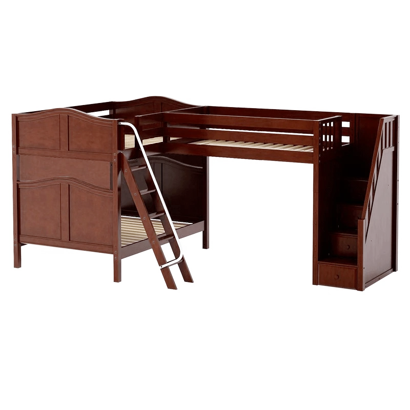 Maxtrix Full High Corner Loft Bunk Bed With Ladder + Stairs - R 9 Maxtrix Full High Corner Loft Bunk Bed With Ladder + Stairs - R - Image 7