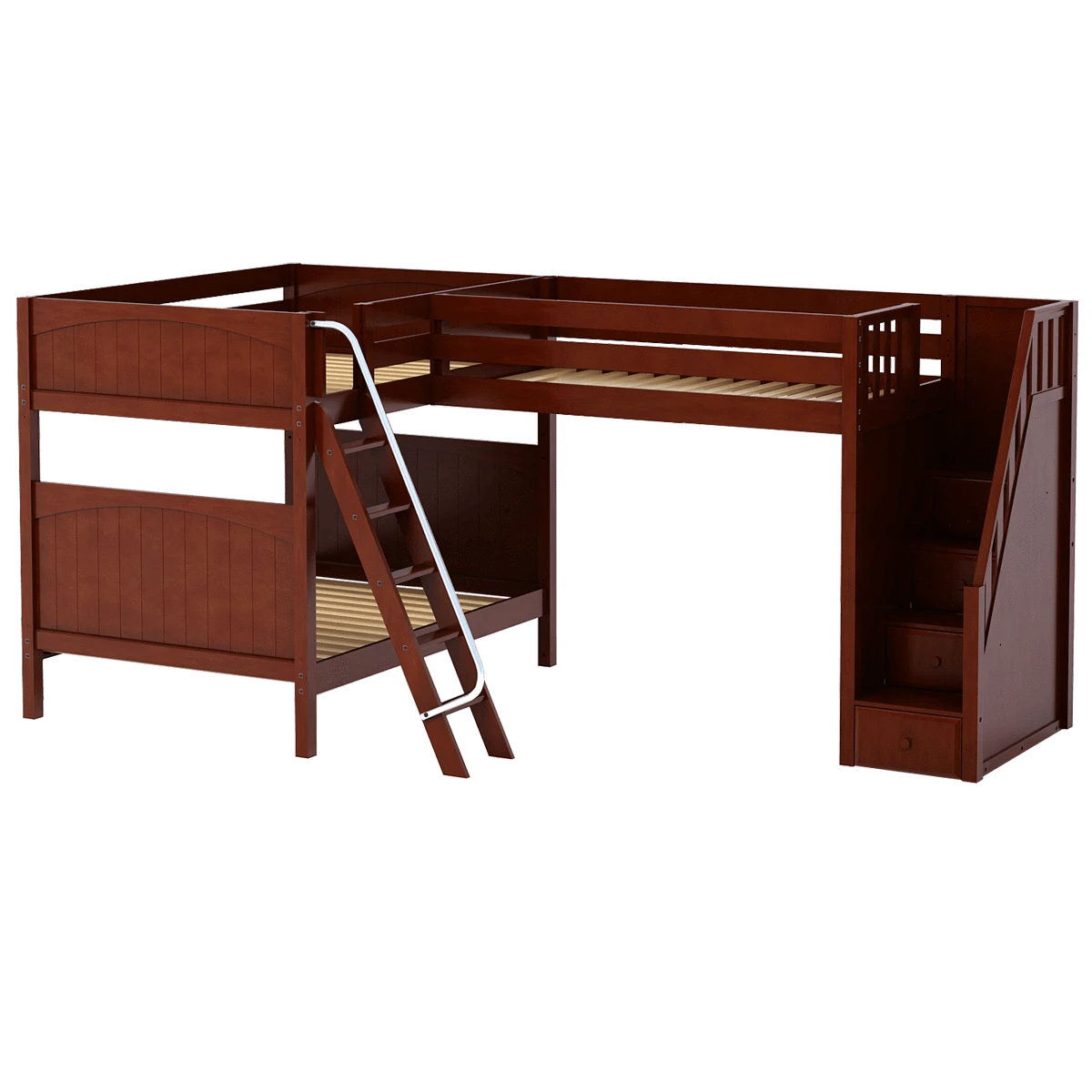 Maxtrix Full High Corner Loft Bunk Bed With Ladder + Stairs - R 10 Maxtrix Full High Corner Loft Bunk Bed With Ladder + Stairs - R - Image 8