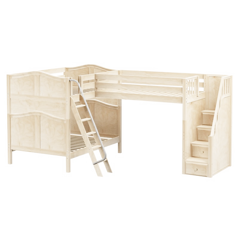 Maxtrix Full High Corner Loft Bunk Bed With Ladder + Stairs - R 5 Maxtrix Full High Corner Loft Bunk Bed With Ladder + Stairs - R - Image 3