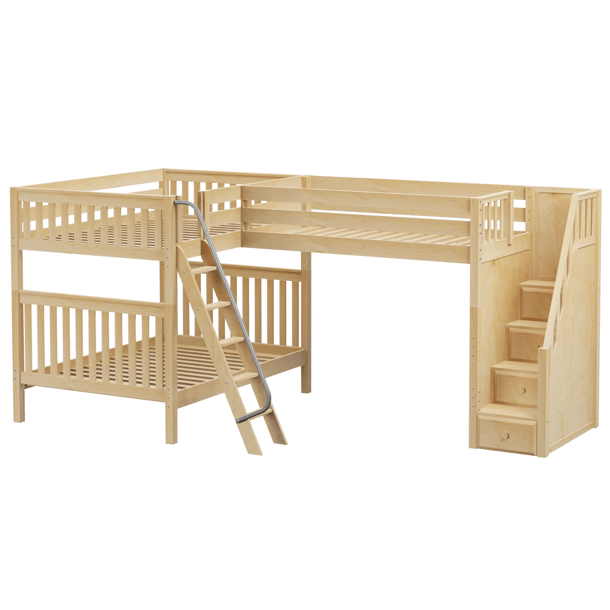 Maxtrix Full High Corner Loft Bunk Bed With Ladder + Stairs - R 8 Maxtrix Full High Corner Loft Bunk Bed With Ladder + Stairs - R - Image 6