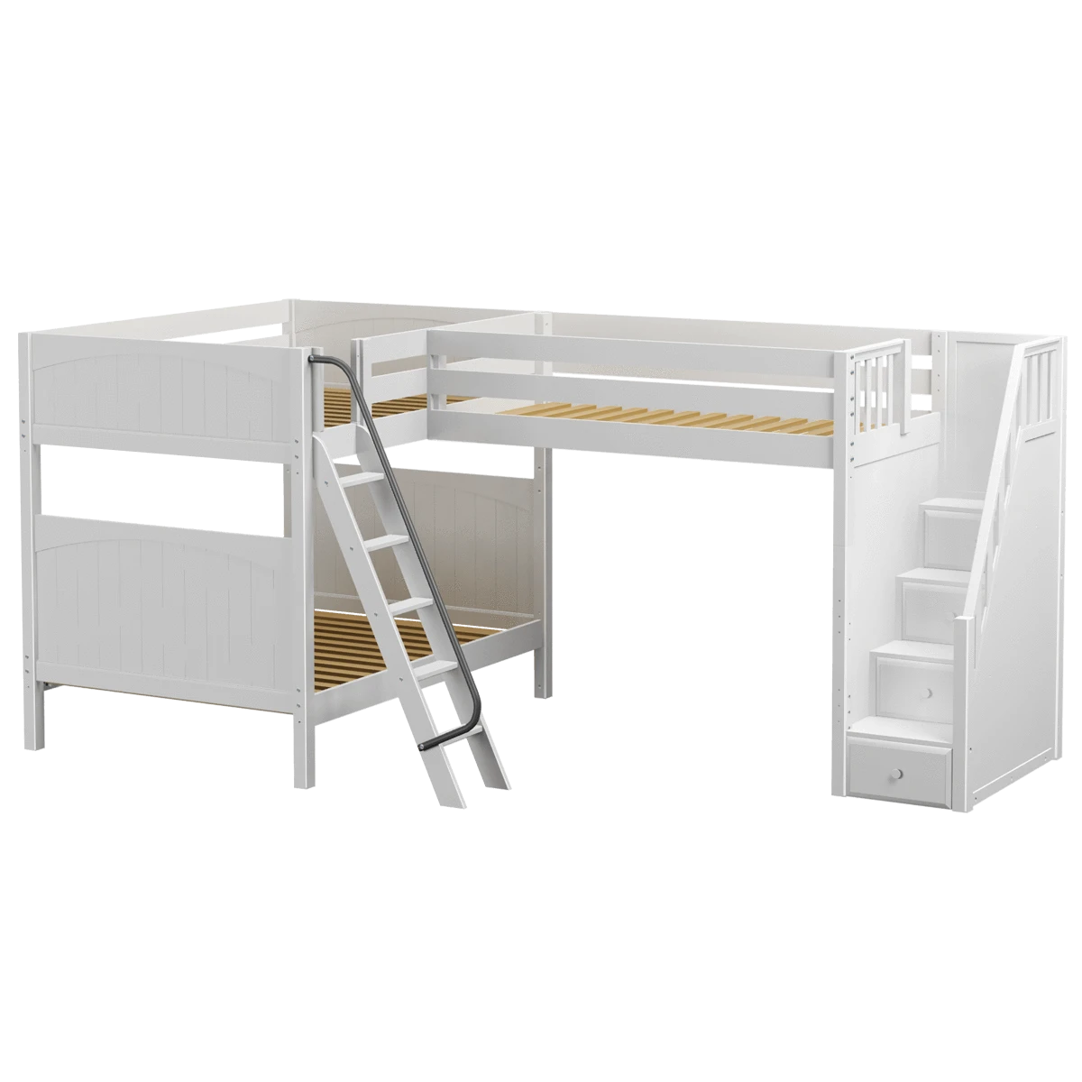 Maxtrix Full High Corner Loft Bunk Bed With Ladder + Stairs - R 4 Maxtrix Full High Corner Loft Bunk Bed With Ladder + Stairs - R - Image 2