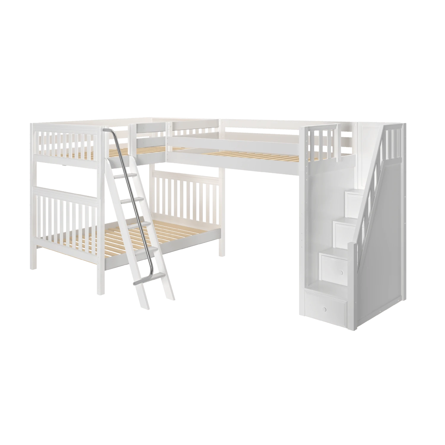 Maxtrix Full High Corner Loft Bunk Bed With Ladder + Stairs - R 7 Maxtrix Full High Corner Loft Bunk Bed With Ladder + Stairs - R - Image 5
