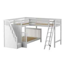 Maxtrix High Twin XL Over Full XL Corner Loft Bunk Bed With Ladder + Stairs -Babyletto Store TRIATHLON WS 43786b60 a728 489c 8e8a 918dc47b0117