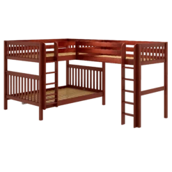 Maxtrix High Corner Loft Bunk Bed - Queen Over Queen + Twin XL -Babyletto Store TRIPLICATE CS LEFT