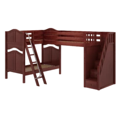 Maxtrix Twin High Corner Loft Bunk Bed With Ladder + Stairs - R -Babyletto Store TROIKA CC