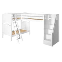 Maxtrix Twin High Corner Loft Bunk Bed With Ladder + Stairs - R -Babyletto Store TROIKA WC