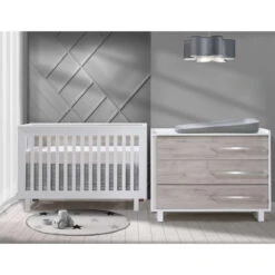 Tulip Urban Convertible Crib + 3-Drawer Dresser XL -Babyletto Store Urban Collection 01 White and Ash Room shot 01 Crib min f2f20033 1a04 4251 93a2 b2240a631b39