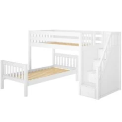 Maxtrix Twin L-Shaped Bunk Bed With Stairs 11 Maxtrix Twin L-Shaped Bunk Bed With Stairs -Babyletto Store WANGLE WS