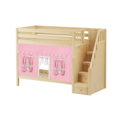 Maxtrix Twin High Bunk Bed With Stairs + Curtain 40 Maxtrix Twin High Bunk Bed With Stairs + Curtain -Babyletto Store WOPPER23 NP