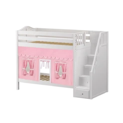 Maxtrix Twin High Bunk Bed With Stairs + Curtain 32 Maxtrix Twin High Bunk Bed With Stairs + Curtain -Babyletto Store WOPPER23 WC