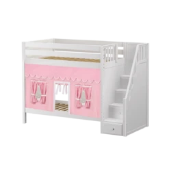 Maxtrix Twin High Bunk Bed With Stairs + Curtain 33 Maxtrix Twin High Bunk Bed With Stairs + Curtain -Babyletto Store WOPPER23 WP