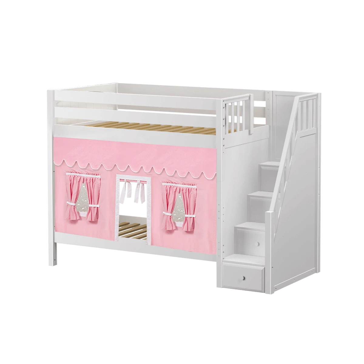 Maxtrix Twin High Bunk Bed With Stairs + Curtain 14 Maxtrix Twin High Bunk Bed With Stairs + Curtain - Image 12