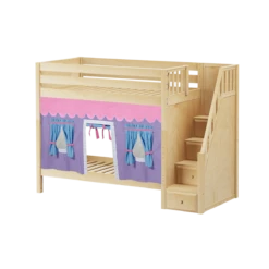 Maxtrix Twin High Bunk Bed With Stairs + Curtain 31 Maxtrix Twin High Bunk Bed With Stairs + Curtain -Babyletto Store WOPPER27 NP