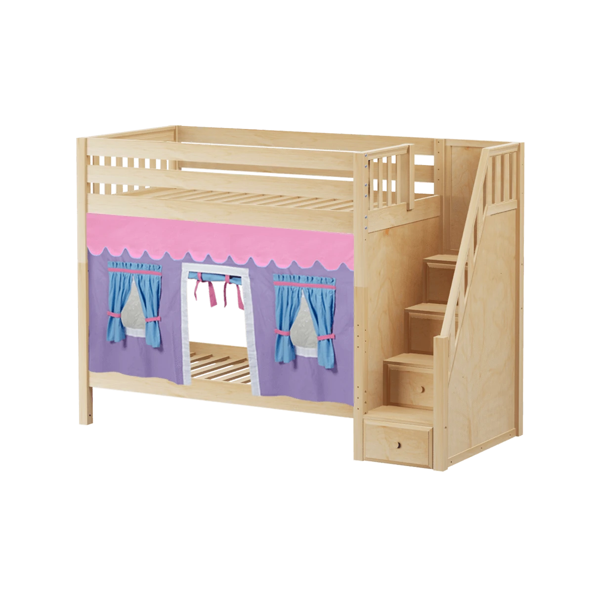 Maxtrix Twin High Bunk Bed With Stairs + Curtain 17 Maxtrix Twin High Bunk Bed With Stairs + Curtain - Image 15